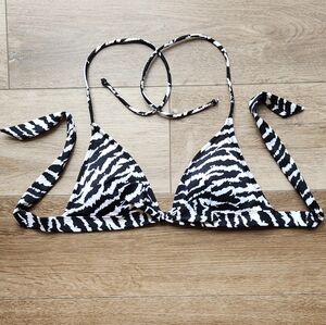 Victorias Secret Womens Medium Zebra Animal Print Bow Bikini Swimsuit Tie Top